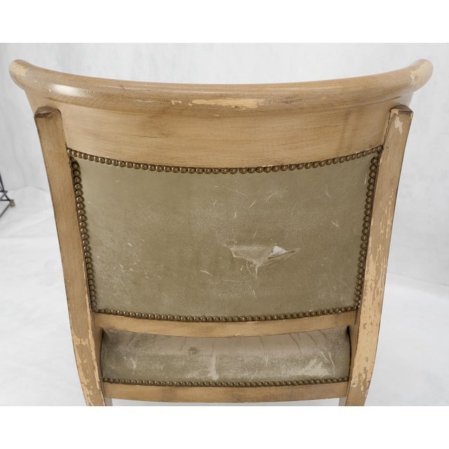 Carved Dolphins Shape Arms Rounded Back Lounge Chairs Leather Upholstery AS IS For Sale - Image 13 of 18