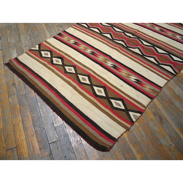 Tribal 1920s Multicolor Geometric Tribal Antique American Navajo Rug 3'6" X 5'9" Flatweave Wool Carpet For Sale - Image 3 of 6