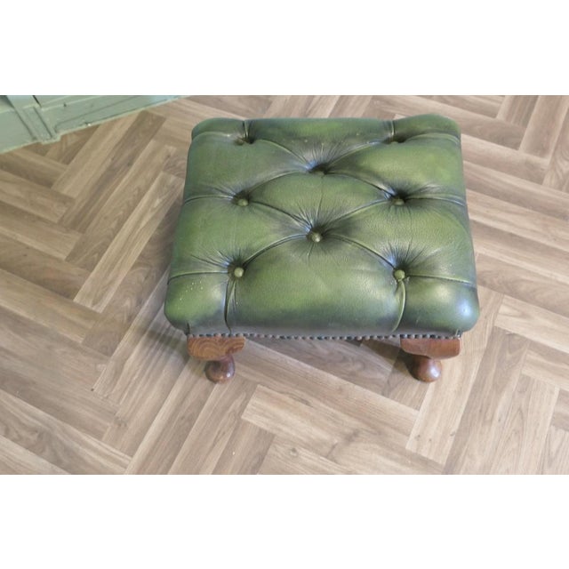 Walnut and Leather Chesterfield Library Ottoman, 1960s For Sale - Image 6 of 10