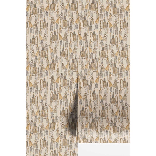 Tassel Trellis Grasscloth Wallpaper by House Party | Imperial Sand | 6 Yards For Sale