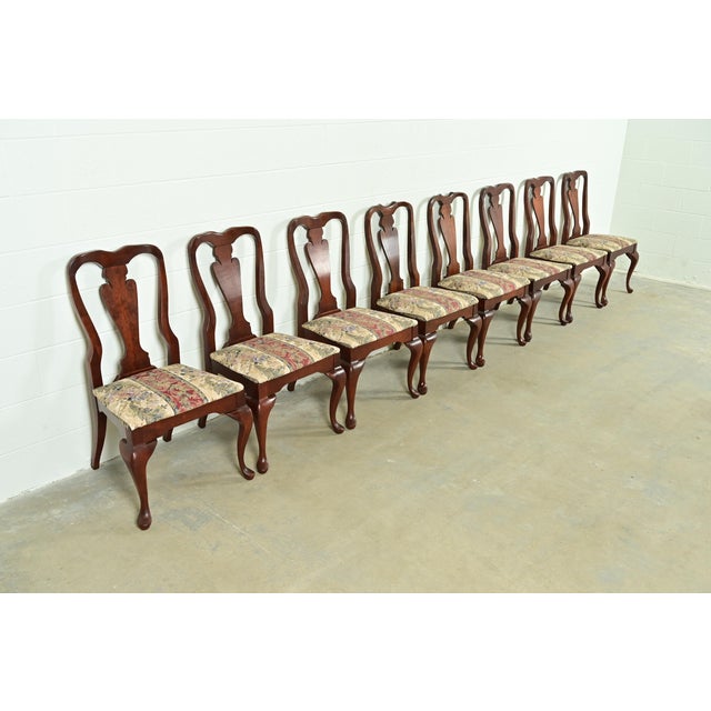 Baker Furniture Style Queen Anne Solid Cherry Wood Side Chairs or Dining Chairs, Pair For Sale - Image 12 of 13