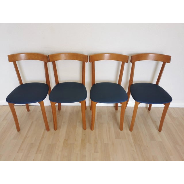 Vintage Italian Dining Chairs with Blue Fabric Seats from Calligaris, 1990s, Set of 4 For Sale - Image 12 of 18