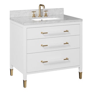Currey & Company Verona 36" White Vanity with Rectangular Undermount Sink For Sale