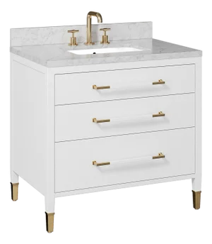 Currey & Company Verona 36" White Vanity with Rectangular Undermount Sink