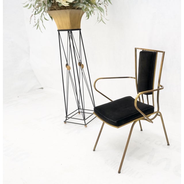 Bent Square Solid Brass Bar Dining Armvhair Armchair French Art Deco MCM For Sale - Image 9 of 12