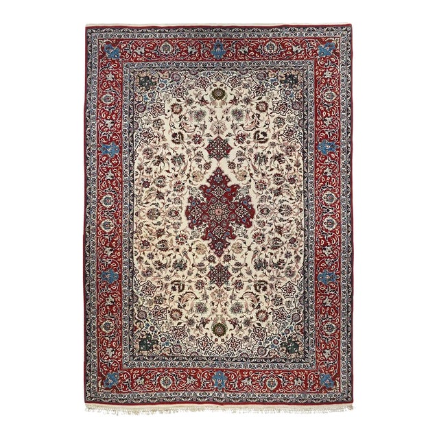 Antique Isfahan Rug 6'7'' x 9'8'' For Sale