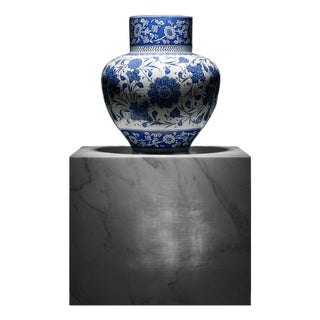 Handmade Monumental Ceramic Urn (50cm) – Classic Blue & White “Baba Nakkas” Style – Large Floor Vase For Sale