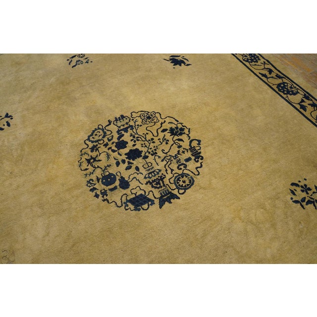 Late 19th Century Wonderful Beige and Blue Color With Small Florid Design Antique Chinese Peking Rug For Sale - Image 5 of 8