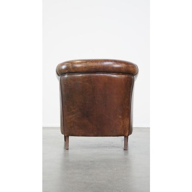 English Style Sheep Leather Club Armchair For Sale - Image 3 of 9