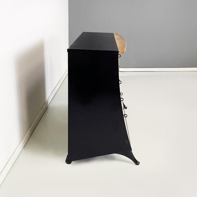 Modern Italian Black Wood Chest of Drawers attributed to Umberto Asnago for Giorgetti 1980s For Sale - Image 4 of 16