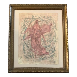 1940’s Original Abstract Surrealist Female Nude Painting For Sale