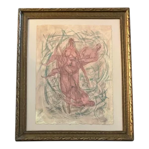 1940’s Original Abstract Surrealist Female Nude Painting