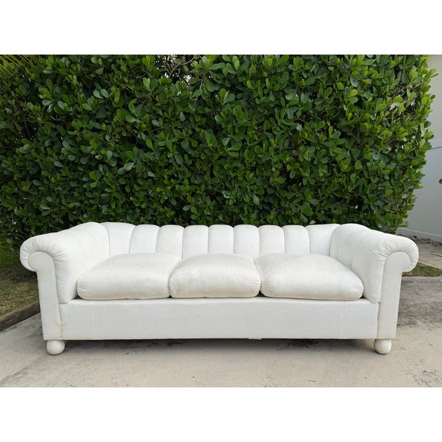 Postmodern Vintage American Channel Back Lounge Sofa by Fine Arts Furniture New York For Sale - Image 3 of 12