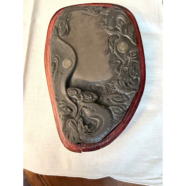 Chinese Ink Stone With Wooden Frame For Sale - Image 4 of 5