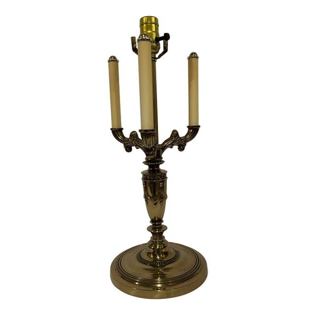 Mid 20th Century Empire Brass Bouillotte Lamp For Sale