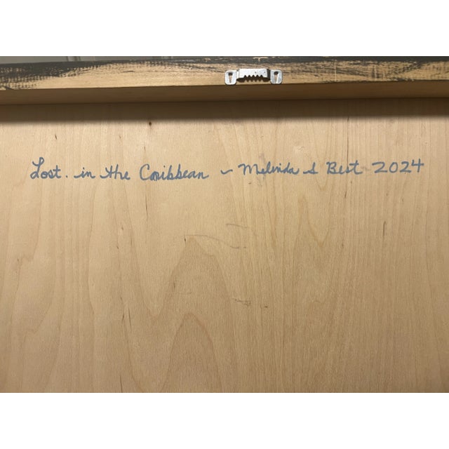 2020s “Lost in the Caribbean,” Abstract Seascape on Birch Panel, Signed, Dated For Sale - Image 5 of 5