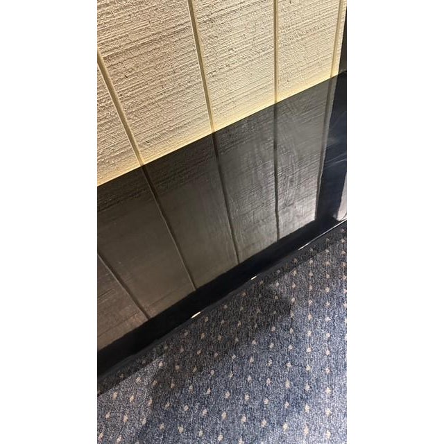 Wood 1990s Asian Inspired Black Lacquered Console Table With Lower Shelf For Sale - Image 7 of 12