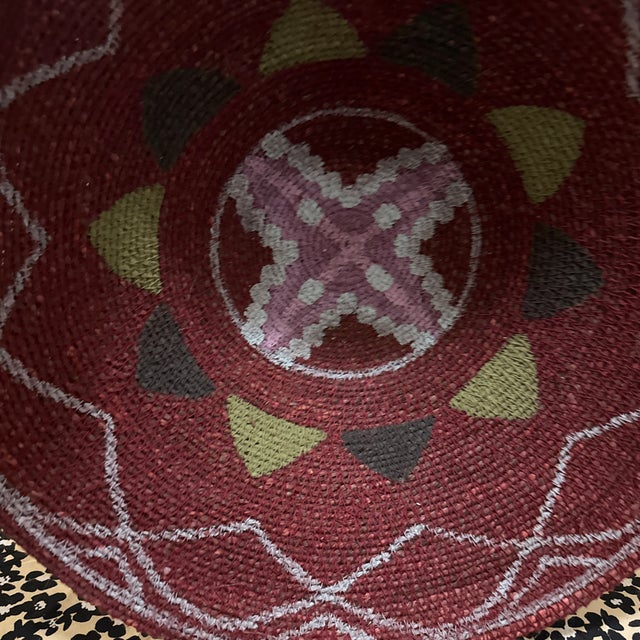1980s 1980s Maroon Basket With Geometric Pattern For Sale - Image 5 of 7