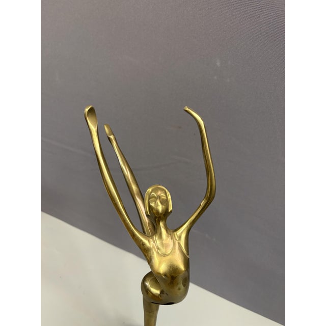 Black Brass Dancer with Wooden Base, 1980 For Sale - Image 8 of 11
