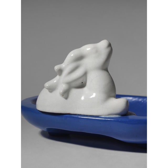 Art Deco White Deer Ceramic Bowl by Gabriel Burmeister for Gabriel Keramik, Sweden, 1930s For Sale - Image 3 of 7