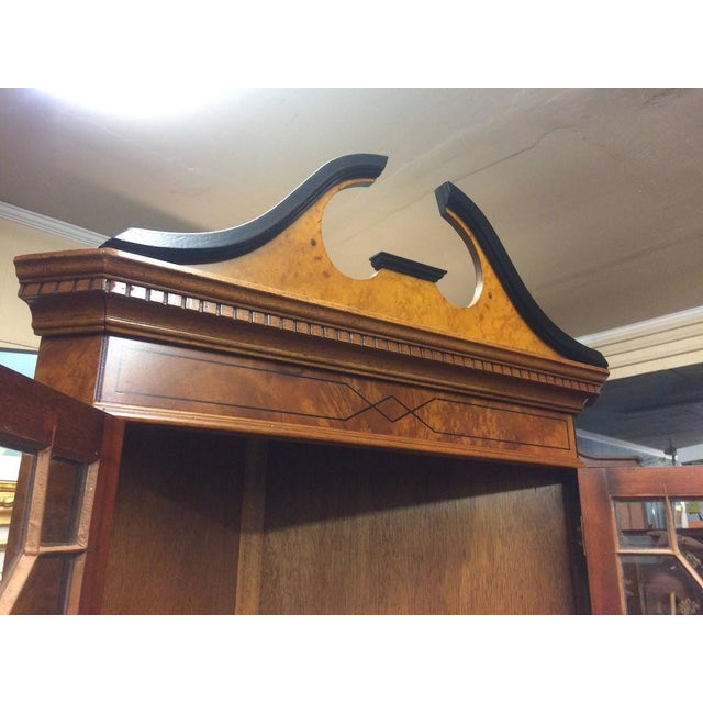 Vintage Corner Cabinet, Burl Walnut and Curly Maple Cabinet For Sale - Image 9 of 11