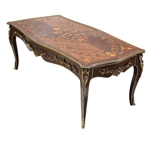 Louis XV French Coffee Table in Floral Marquetry For Sale - Image 3 of 3
