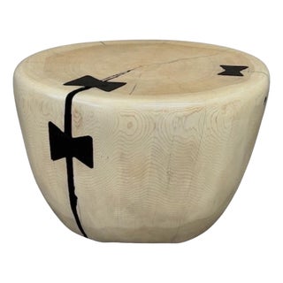 Mid-Century Ivory Cedar Table by Artist Daniel Pollock, 15” H X 22” D For Sale