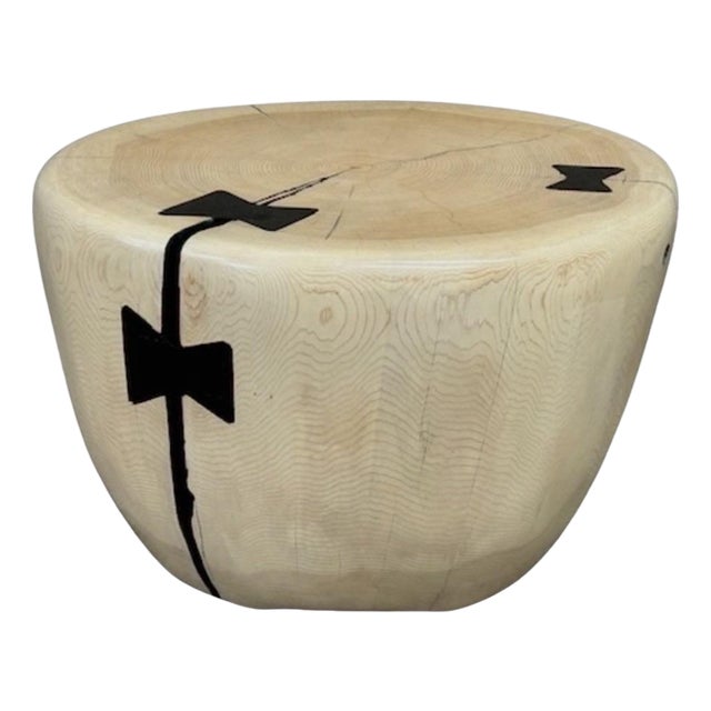 Mid-Century Ivory Cedar Table by Artist Daniel Pollock, 15” H X 22” D For Sale