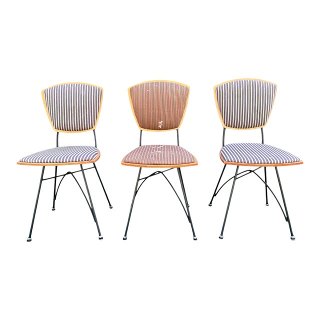 Mid-20th Century Plywood Chairs With Iron Frames For Sale