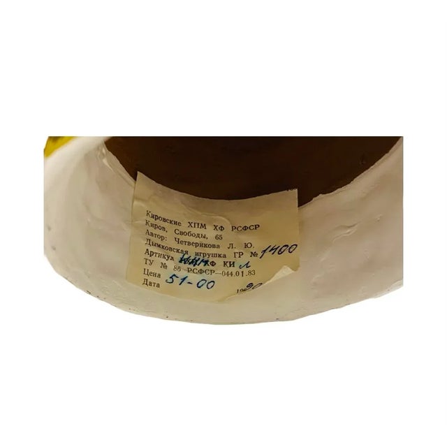 Ceramic Vintage Russian Dymkovo Doll Female Folk Art Pottery For Sale - Image 7 of 7