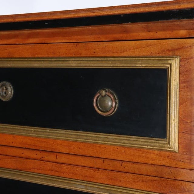Brown Antique Italian Ebonized & Gilt Trim Cherry 7-Drawer Classical Semainier C1930 For Sale - Image 8 of 17