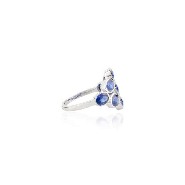 Not Yet Made - Made To Order 18k White Gold Blue Sapphire Contemporary Cocktail Ring Size 6 For Sale - Image 5 of 12