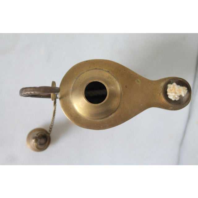 Hollywood Regency Vintage Brass Genie-Style Oil Lamp For Sale - Image 3 of 9