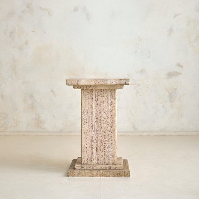 Italian Travertine Pedestal with Stepped Base, 1970s For Sale - Image 4 of 11