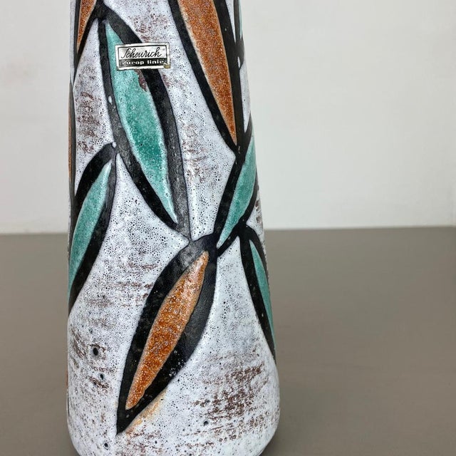 Fat Lava Multi-Color Floral Europ Line Vase from Scheurich, Germany, 1970s For Sale - Image 9 of 18