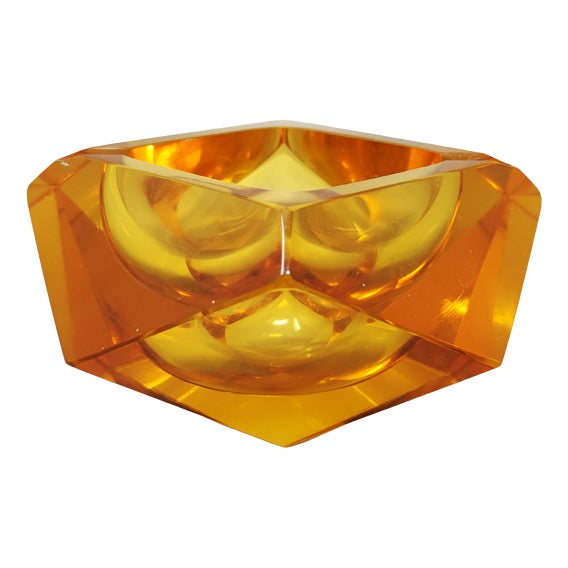 Italian Ochre Ashtray or Catchall by Flavio Poli for Seguso, 1960s For Sale