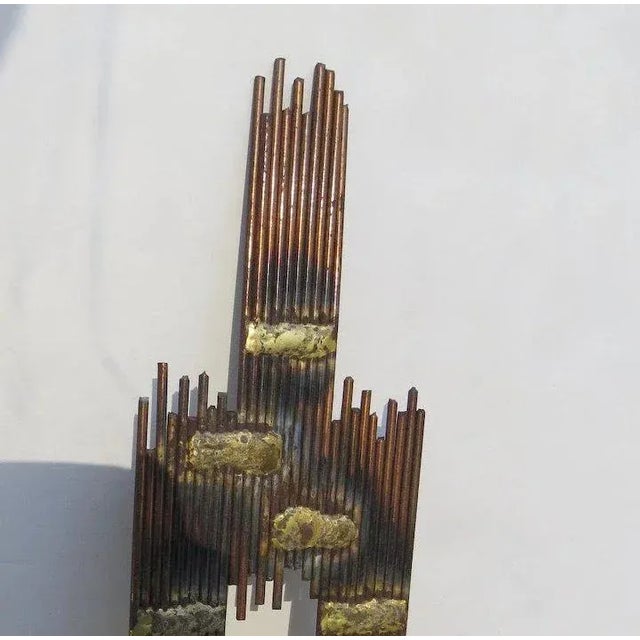 1940s Mid-Century Wall Sculpture Metal Green Resin Brutalist For Sale - Image 4 of 9