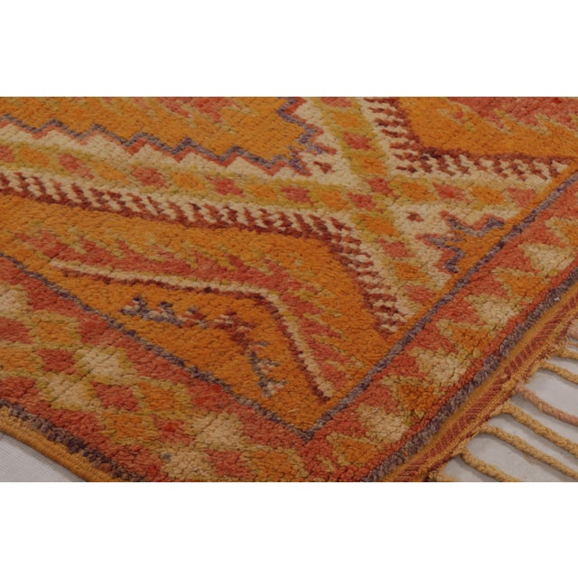 Rug & Kilim 1950s Mid-Century Berber Rug Gold Diamond Pattern Moroccan Rug For Sale - Image 4 of 9