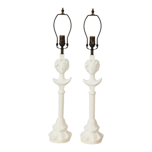 Bespoke Plaster Gio Table Lamps - a Pair For Sale