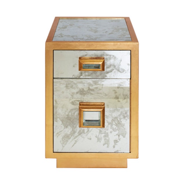 Contemporary Matthew Izzo Home Cisco Gold Leaf and Antique Mirror One Drawer Cabinet For Sale - Image 3 of 3