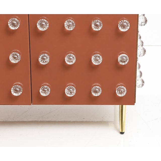 Not Yet Made - Made To Order Terracotta Murano Glass Cabinet with 90 Clear Spheres and Brass from Justfurnituress SRL For Sale - Image 5 of 9