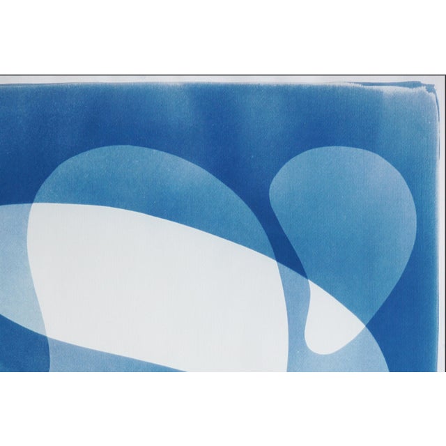 2025, Mid-Century Modern Shapes, Handmade Unique Monotype Cyanotype, Rotating Mobile in Blue Tones by Kind of Cyan For Sale In Miami - Image 6 of 8