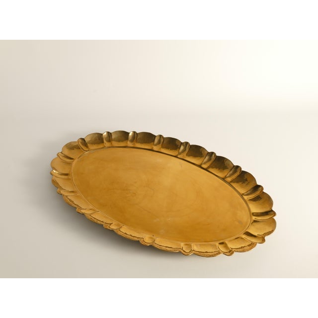 Large Hollywood Regency Oval Brass Tray by Firma Lars Holmström, Sweden, 1940s For Sale - Image 4 of 18