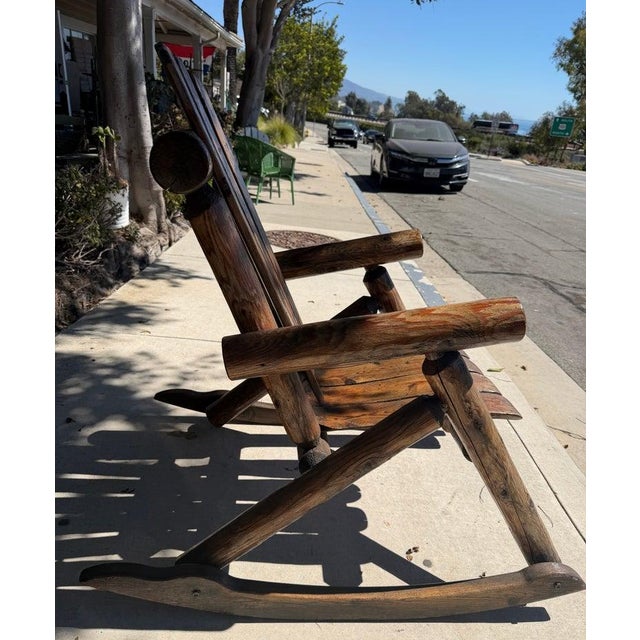 Monumental 20thc Hand Made Pine Log Rocking Chair For Sale - Image 4 of 7
