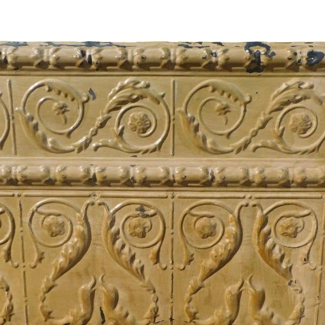 Victorian Large Antique Tin Ceiling Tile Sculpture Wall Decor #1 For Sale - Image 3 of 7