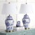Textile 29.5 Inch H Ginger Jar Table Lamp in Blue & White - a Pair For Sale - Image 7 of 9