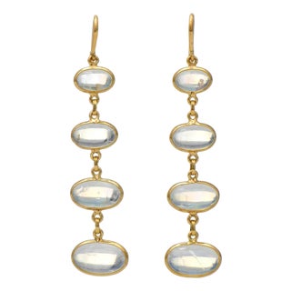 14KY Moonstone(7.0) Drop Earrings, 2 pieces For Sale