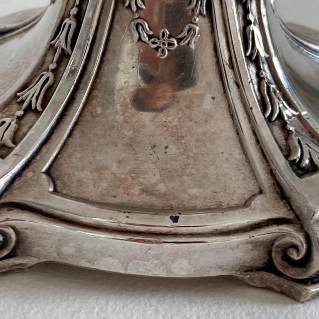 Circa 1900, Benedict Silver Plate Candlesticks, Set of 2, Edwardian Period, Floral Swag Scrollwork Design For Sale - Image 9 of 13