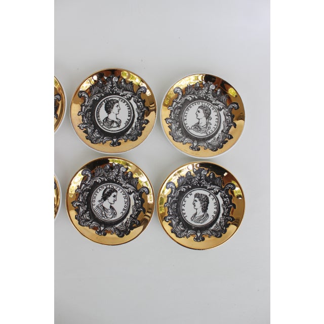 Italian 1960s "Profili Romani" Porcelain Coasters by Piero Fornasetti - Set of 8 For Sale - Image 3 of 6