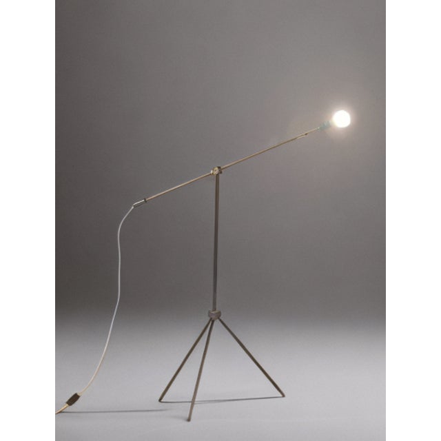 Metal Polish Industrial Tripod Floor Lamp attributed to Gałecki, 1970s For Sale - Image 7 of 8